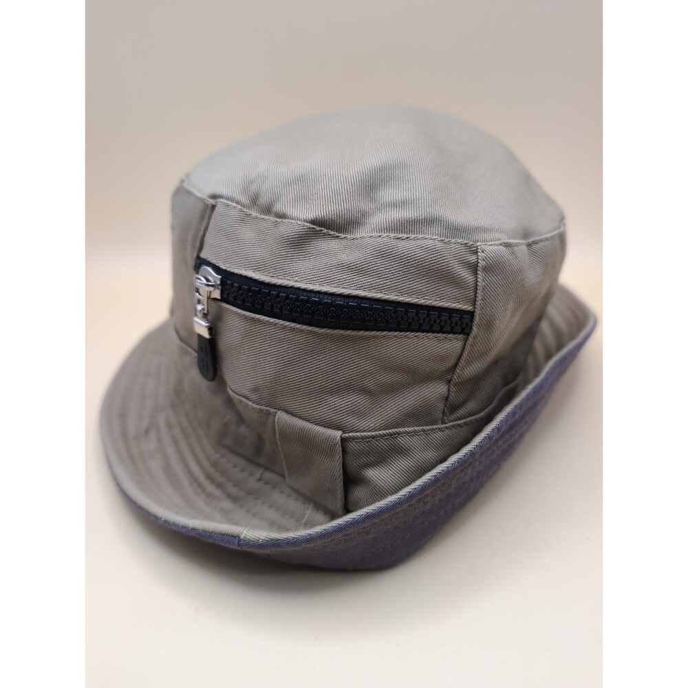 Gray Khaki Bucket Hat Reversible Lightweight Outdoor Men's Fishing w/Zipper